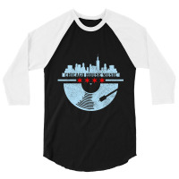 Chicago House Music Vintage Vinyl Dj Raver Flag Skyline 3/4 Sleeve Shirt | Artistshot