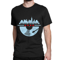 Chicago House Music Vintage Vinyl Dj Raver Flag Skyline Classic T-shirt | Artistshot