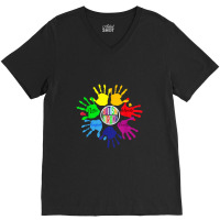 Awareness Sign Language Hand Puzzle Support V-neck Tee | Artistshot