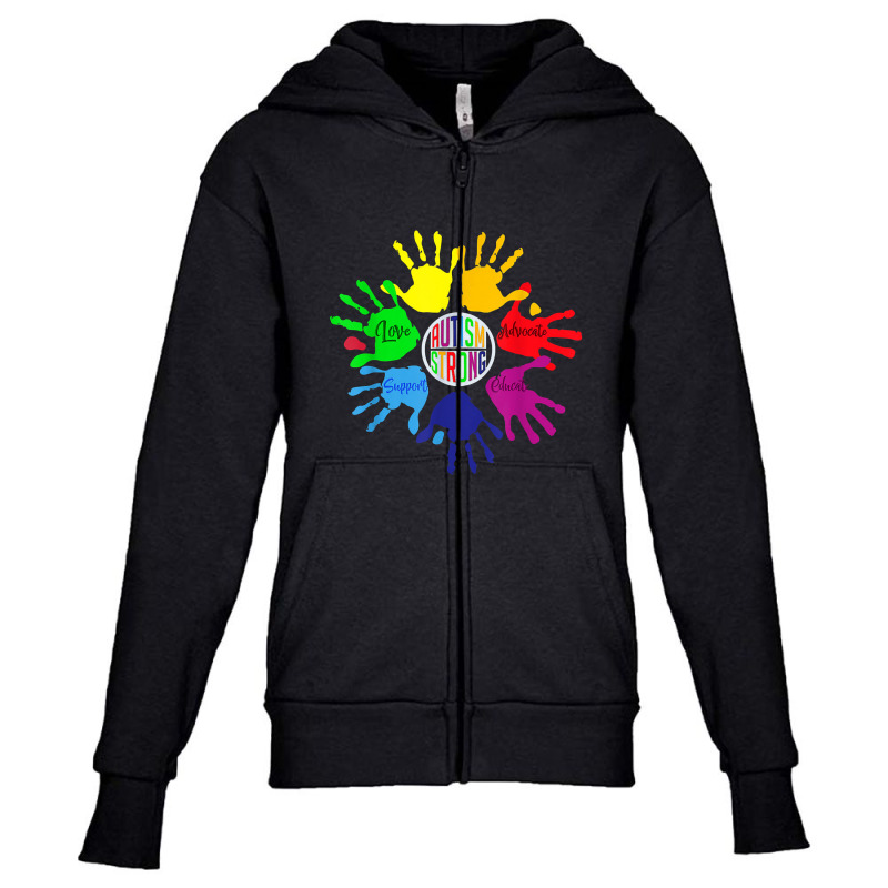 Awareness Sign Language Hand Puzzle Support Youth Zipper Hoodie by nandhinidi | Artistshot