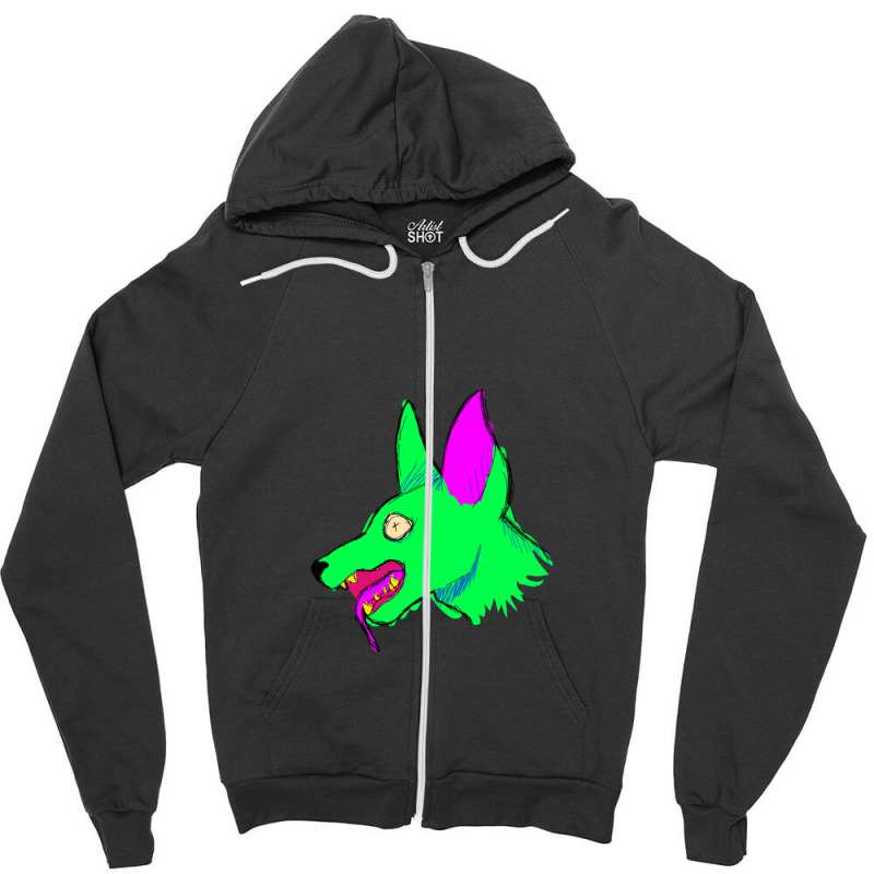 Neon Rabid Zombie Dog Zipper Hoodie by StaceyLeeAnnHernandez | Artistshot