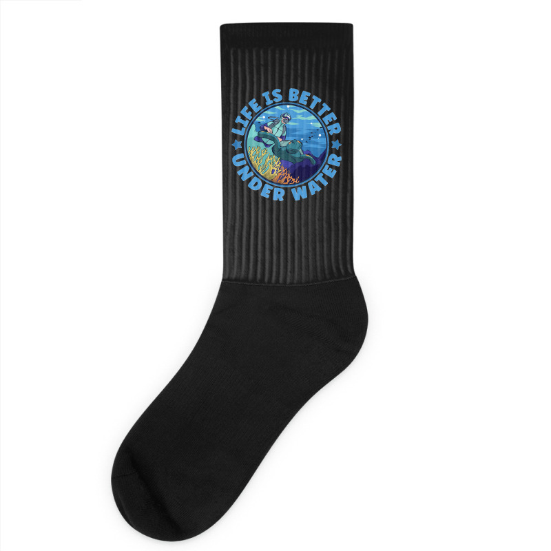 Life Is Better Under Water Marine Biology Scuba Diver Premium T Socks | Artistshot