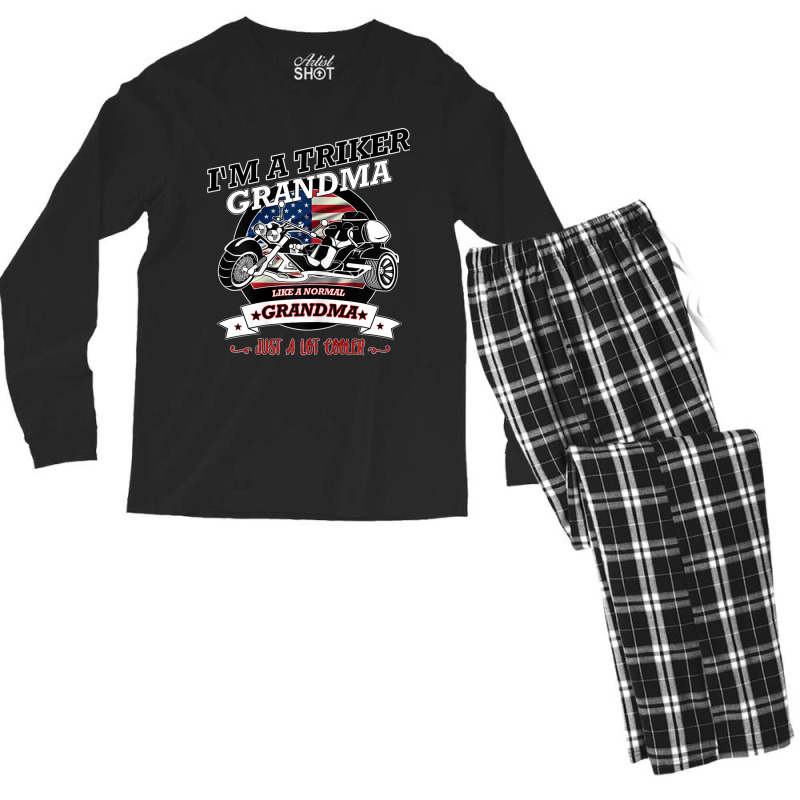 Womens Triker Grandma With A Trike And Usa Flag Men's Long Sleeve Pajama Set by URVIBUPADHYAY | Artistshot