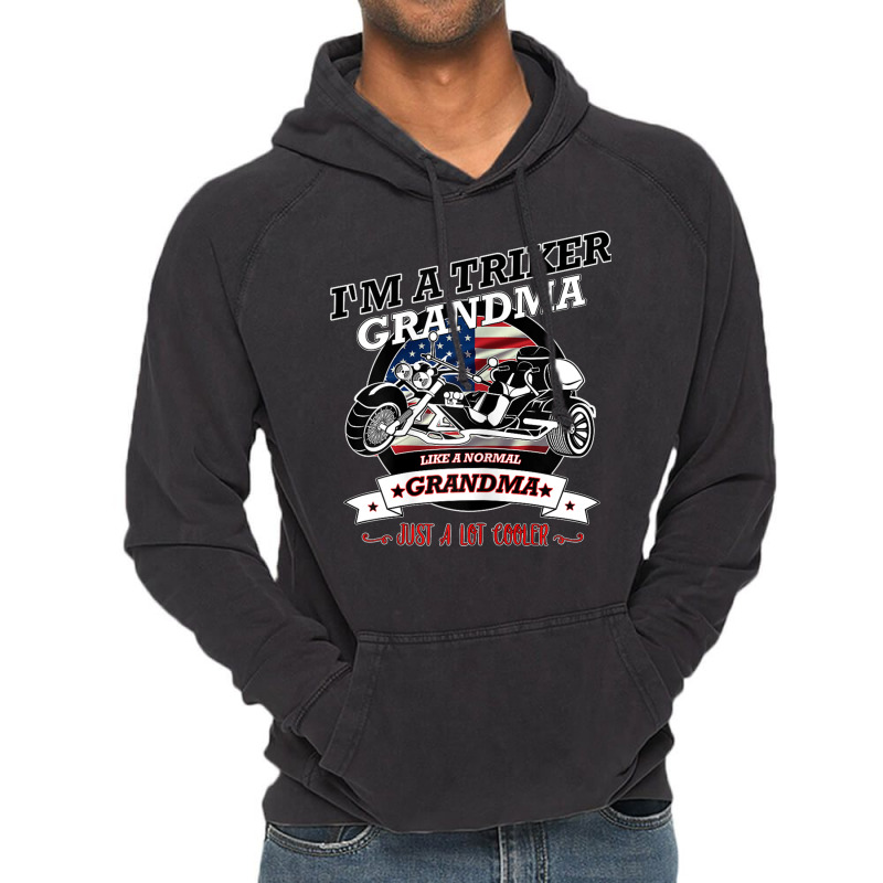 Womens Triker Grandma With A Trike And Usa Flag Vintage Hoodie by URVIBUPADHYAY | Artistshot