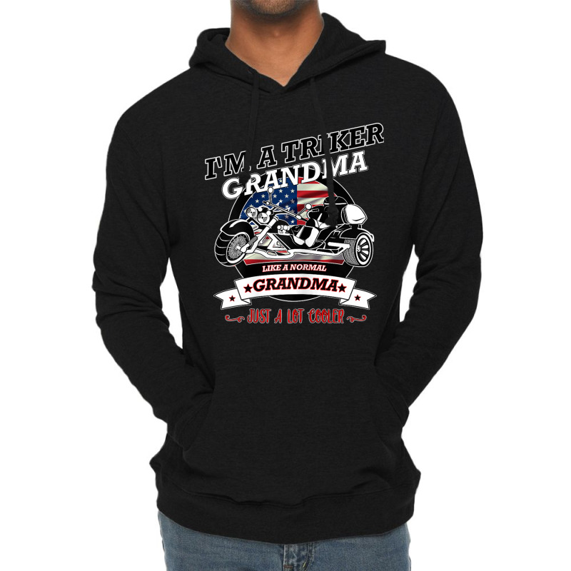 Womens Triker Grandma With A Trike And Usa Flag Lightweight Hoodie by URVIBUPADHYAY | Artistshot