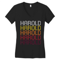 Harold Retro Wordmark Pattern Vintage Style Women's V-neck T-shirt | Artistshot