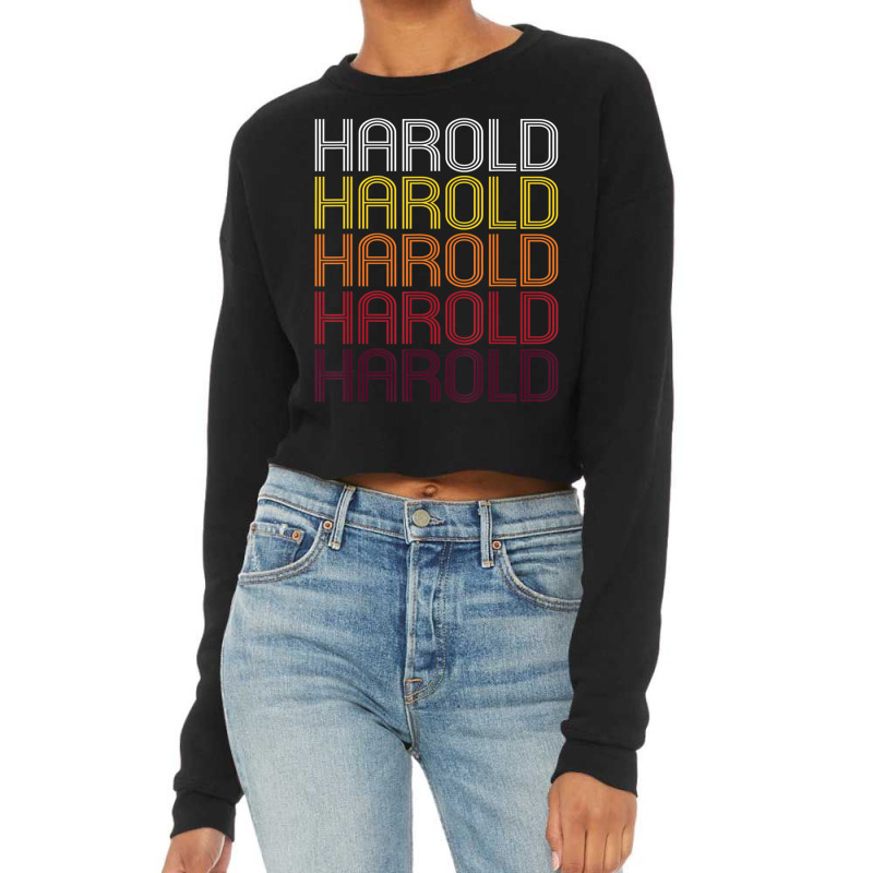 Harold Retro Wordmark Pattern Vintage Style Cropped Sweater by Sheppard Karena | Artistshot