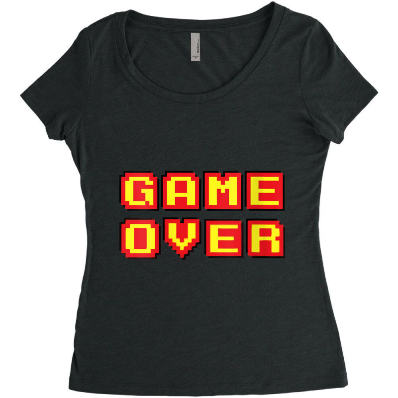 Womens Game Over Vintage Retro Video Games Gaming Gift Arcade V Neck T Women's Triblend Scoop T-shirt by cm-arts | Artistshot