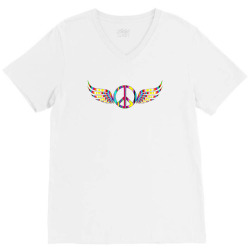 Vintage Peace and Love Old Fashion Colors T-Shirts V-Neck Tee | Artistshot
