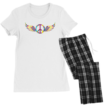 Vintage Peace And Love Old Fashion Colors T-shirts Women's Pajamas Set Designed By Arnaldo Da Silva Tagarro