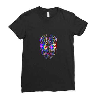 Vintage Skull Old Fashion Colors T-shirts Ladies Fitted T-shirt Designed By Arnaldo Da Silva Tagarro