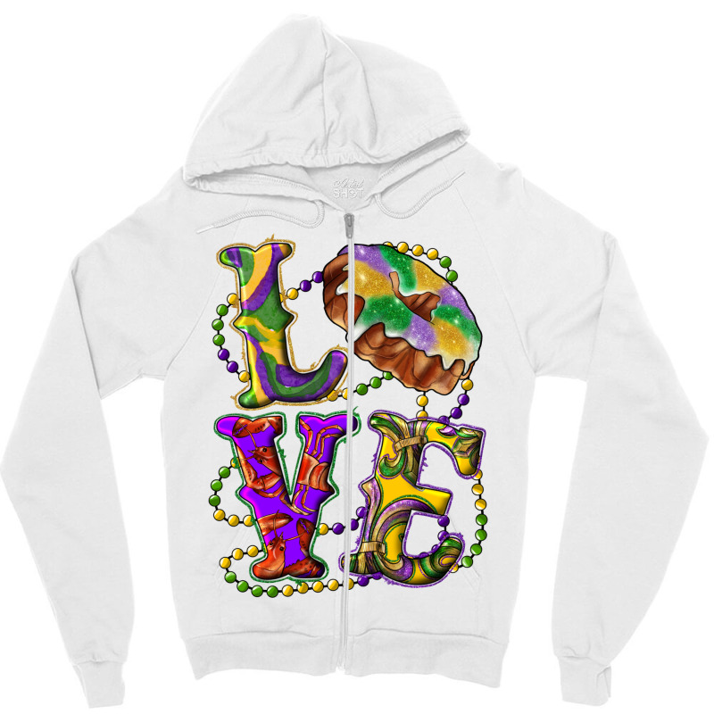 Mardi Gras Love With King Cake Zipper Hoodie | Artistshot