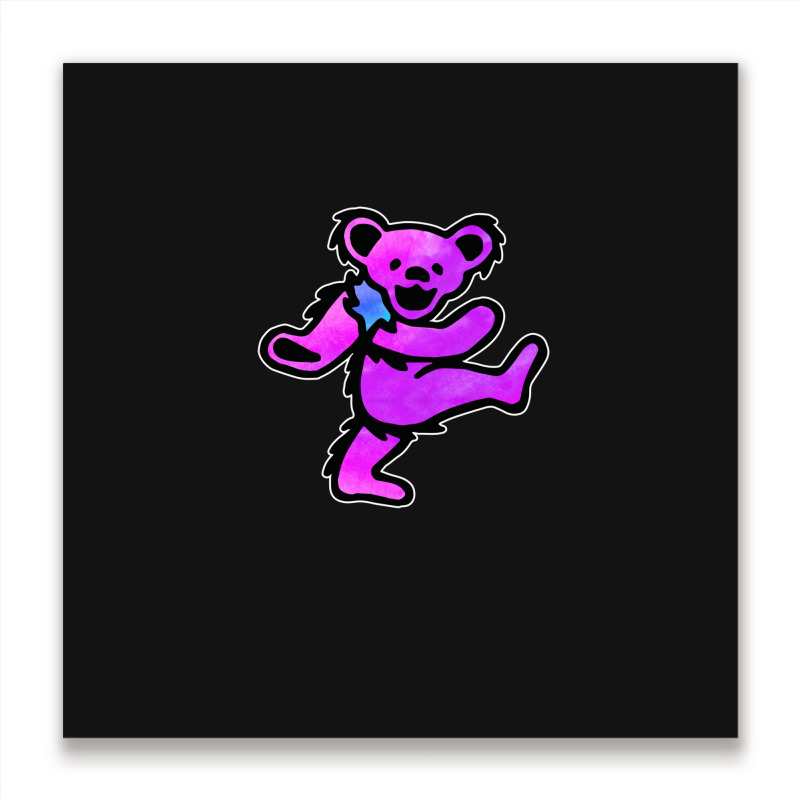 Pink Grateful Dancing Hippie Classic Rock Dead Bear Metal Print Square | Artistshot