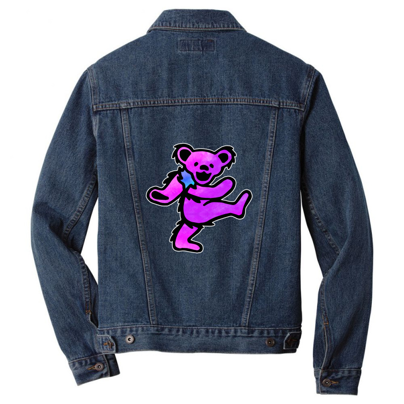 Pink Grateful Dancing Hippie Classic Rock Dead Bear Men Denim Jacket | Artistshot