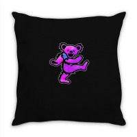 Pink Grateful Dancing Hippie Classic Rock Dead Bear Throw Pillow | Artistshot