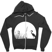 Heron In The Reeds Zen Mood Nature Lovers Zipper Hoodie | Artistshot