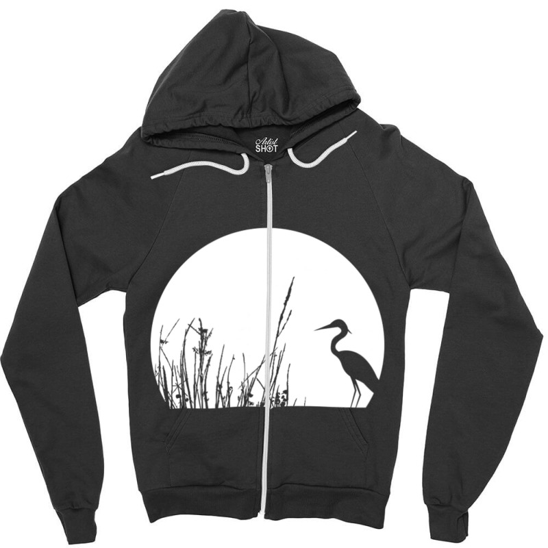 Heron In The Reeds Zen Mood Nature Lovers Zipper Hoodie | Artistshot