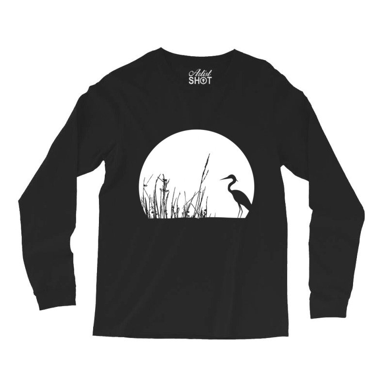 Heron In The Reeds Zen Mood Nature Lovers Long Sleeve Shirts | Artistshot