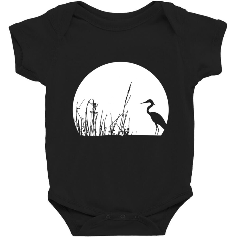 Heron In The Reeds Zen Mood Nature Lovers Baby Bodysuit | Artistshot