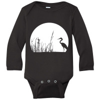 Heron In The Reeds Zen Mood Nature Lovers Long Sleeve Baby Bodysuit | Artistshot