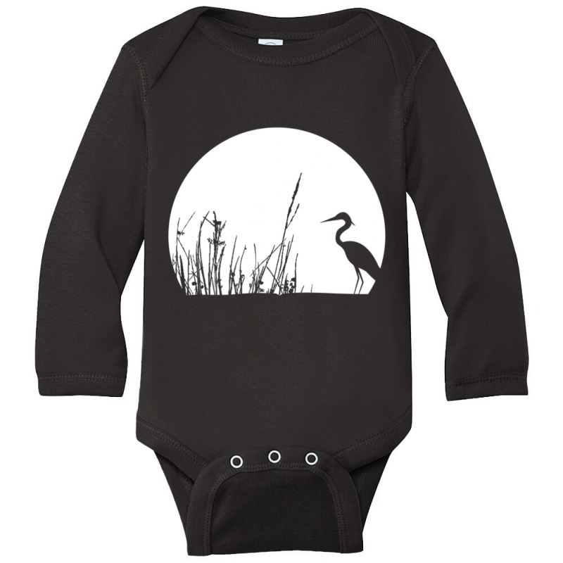 Heron In The Reeds Zen Mood Nature Lovers Long Sleeve Baby Bodysuit | Artistshot