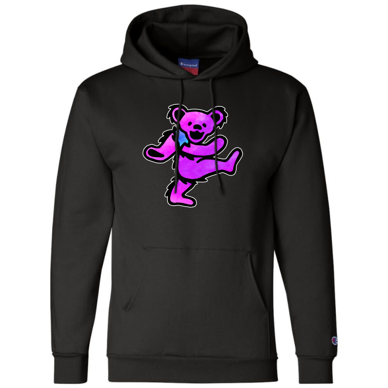 Pink Grateful Dancing Hippie Classic Rock Dead Bear Champion Hoodie | Artistshot