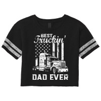 Best Truckin Dad Ever American Flag Father's Day T Shirt Scorecard Crop Tee | Artistshot