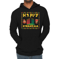 Happy Kwanzaa Kinara Candles Principles African American T Shirt Lightweight Hoodie | Artistshot