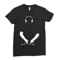 Dj Music Techno Party Drum Bass Rave Headphones Ladies Fitted T-shirt | Artistshot