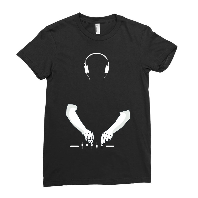 Dj Music Techno Party Drum Bass Rave Headphones Ladies Fitted T-Shirt by Kosdapen517 | Artistshot