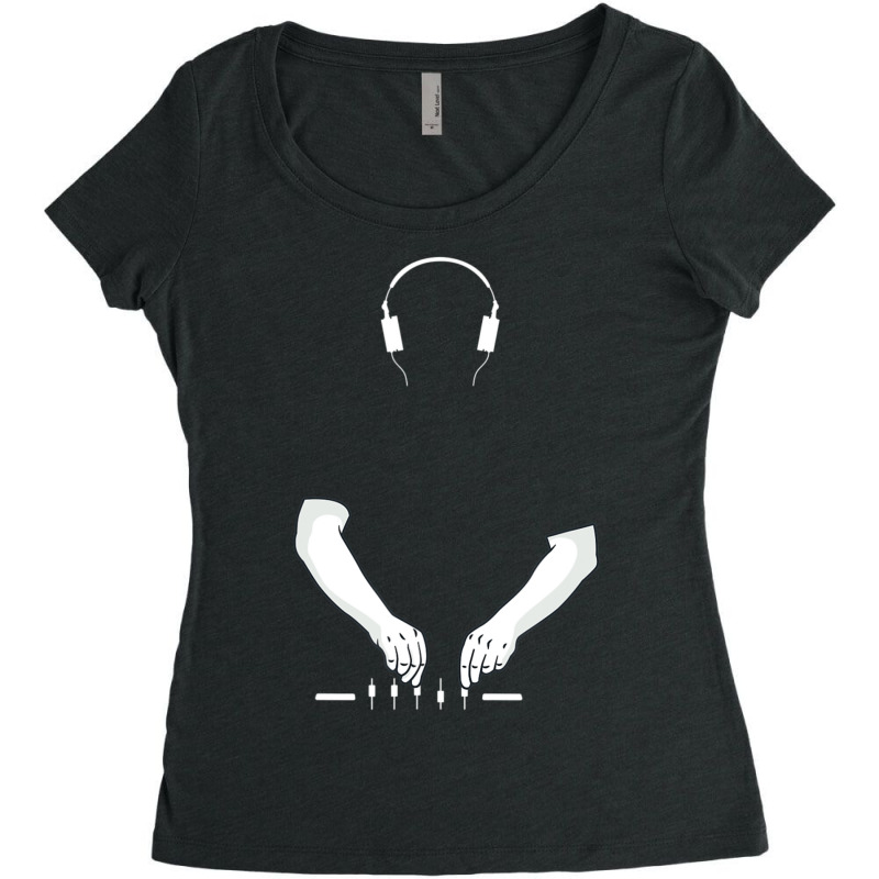 Dj Music Techno Party Drum Bass Rave Headphones Women's Triblend Scoop T-shirt by Kosdapen517 | Artistshot