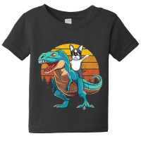 Boson Errier Dog Riding Dinosaur Rex Boys Baby Tee | Artistshot