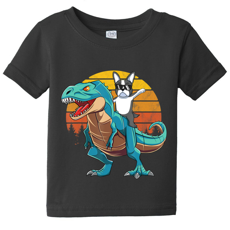 Boson Errier Dog Riding Dinosaur Rex Boys Baby Tee by Konlasa6638 | Artistshot