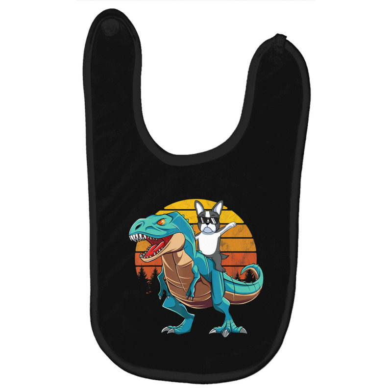 Boson Errier Dog Riding Dinosaur Rex Boys Baby Bibs by Konlasa6638 | Artistshot