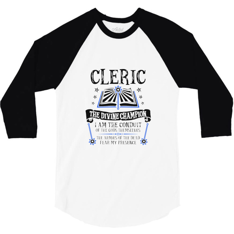 Cleric, The Divine Champion Dungeons & Dragons (black) 3/4 Sleeve Shirt by danukembar | Artistshot