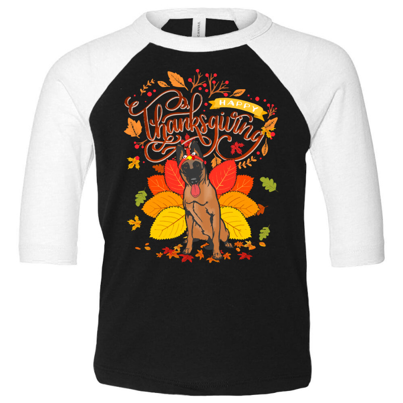 Belgian Malinois Wearing Turkey Hat T  Shirt Belgian Malinois Wearing Toddler 3/4 Sleeve Tee by peacockjellyfish | Artistshot