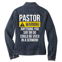 Pastor Appreciation Best Priest Christian Jesus God Bible T Shirt Ladies Denim Jacket | Artistshot