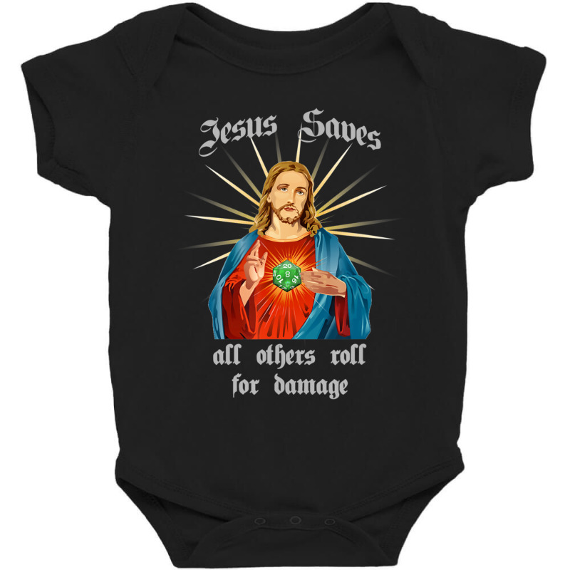 Jesus Saves All Others Roll For Damage D20 Rpg Retro Baby Bodysuit by thangdinhsinhelf | Artistshot