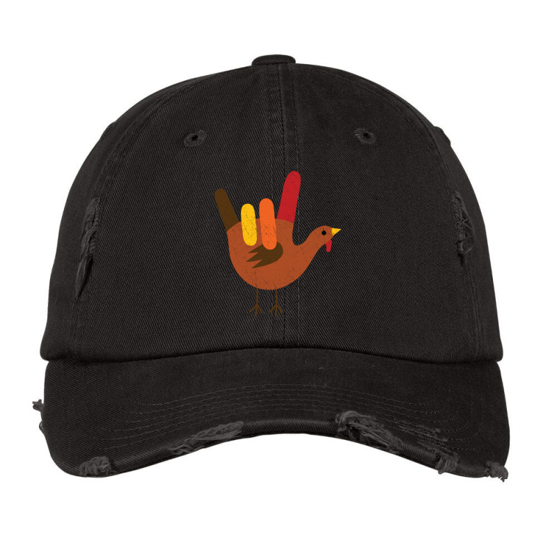 American Sign Language I Love You Thanksgiving Turkey Long Sleeve T Sh Vintage Cap by cm-arts | Artistshot