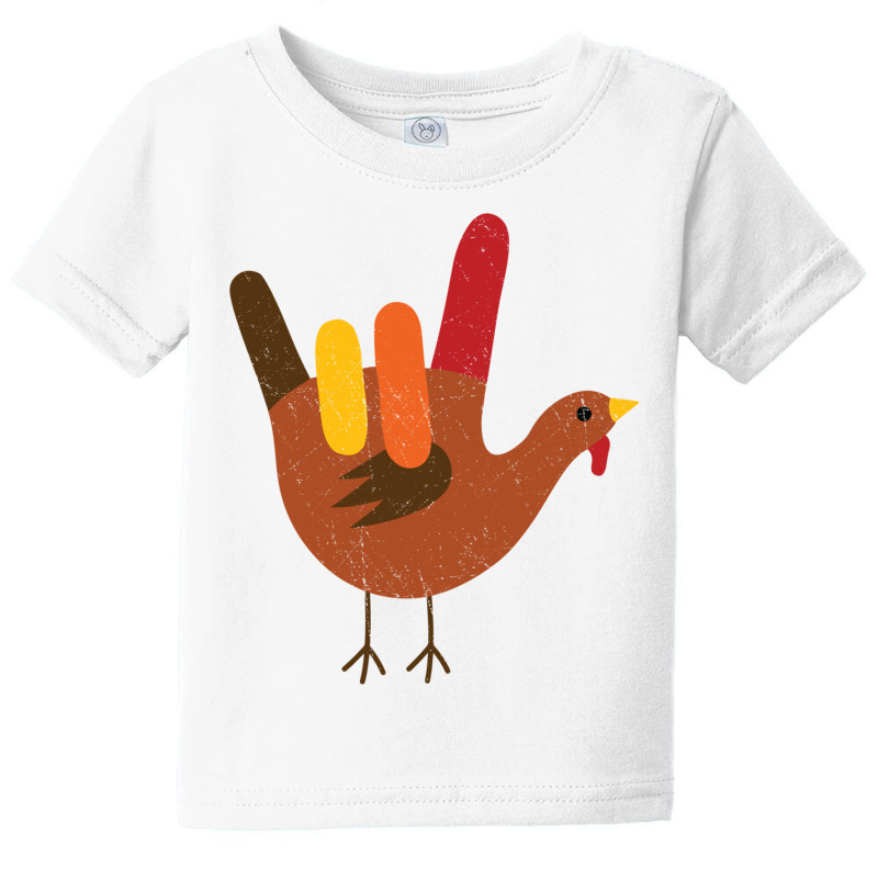 American Sign Language I Love You Thanksgiving Turkey Long Sleeve T Sh Baby Tee by cm-arts | Artistshot