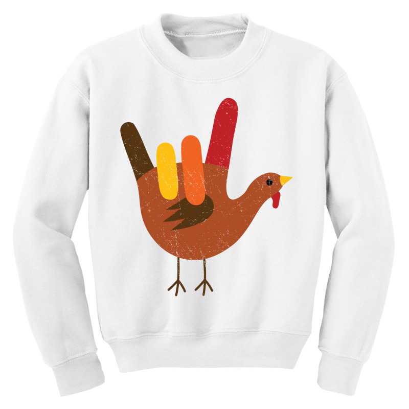 American Sign Language I Love You Thanksgiving Turkey Long Sleeve T Sh Youth Sweatshirt by cm-arts | Artistshot