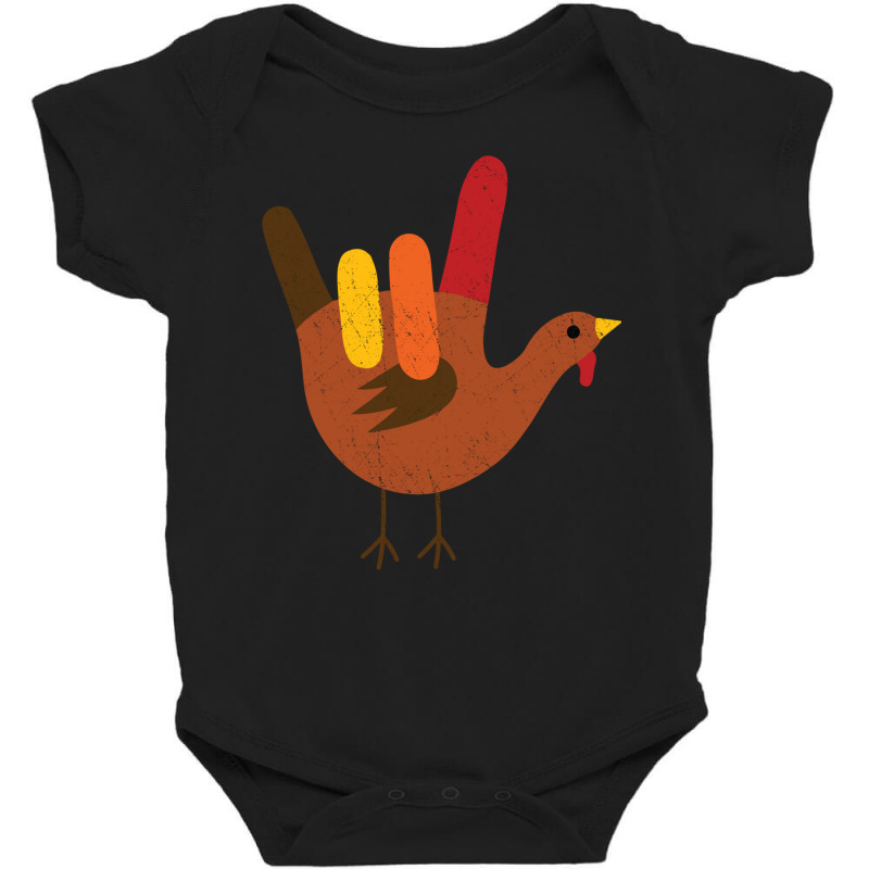 American Sign Language I Love You Thanksgiving Turkey Long Sleeve T Sh Baby Bodysuit by cm-arts | Artistshot