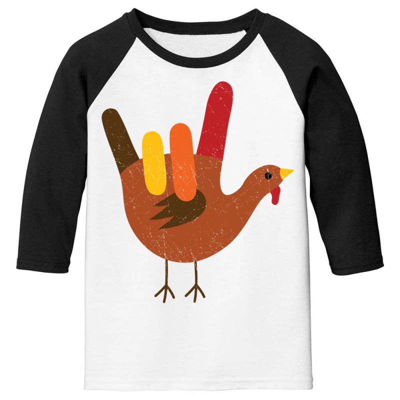 American Sign Language I Love You Thanksgiving Turkey Long Sleeve T Sh Youth 3/4 Sleeve by cm-arts | Artistshot