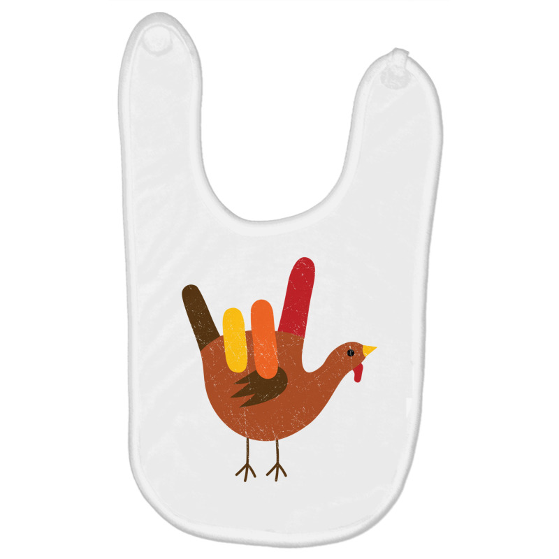 American Sign Language I Love You Thanksgiving Turkey Long Sleeve T Sh Baby Bibs by cm-arts | Artistshot