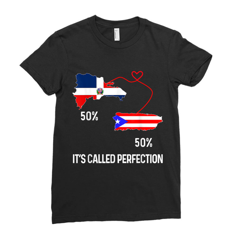 Half Puerto Rican Half Dominican Flag Map Combined Pr Rd T Shirt Ladies Fitted T-Shirt by cm-arts | Artistshot