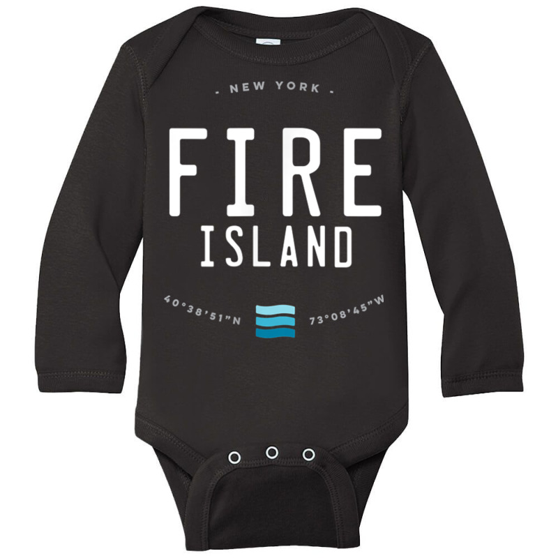 Fire Island New York Beach Waves Gift T Shirt Long Sleeve Baby Bodysuit by cm-arts | Artistshot