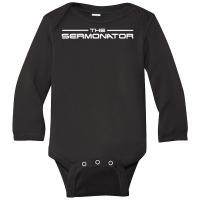 The Sermonator Pastor Prayer Warrior Motorcycle Pastor Long Sleeve Baby Bodysuit | Artistshot