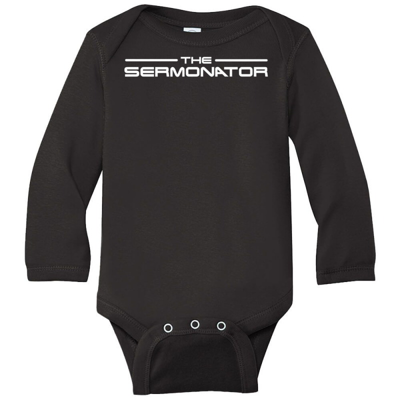 The Sermonator Pastor Prayer Warrior Motorcycle Pastor Long Sleeve Baby Bodysuit | Artistshot