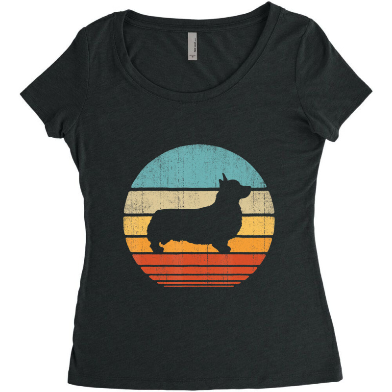 Corgi Retro Vintage 60s 70s Sunset Dog Lovers Men Women Women's Triblend Scoop T-shirt by Konlasa6638 | Artistshot