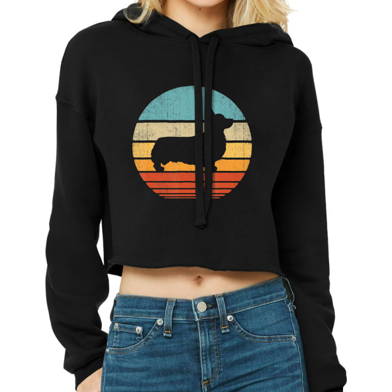 Corgi Retro Vintage 60s 70s Sunset Dog Lovers Men Women Cropped Hoodie by Konlasa6638 | Artistshot